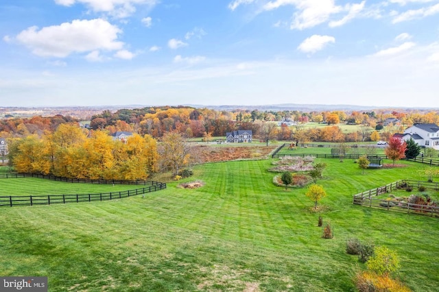 bird's eye view with a rural view