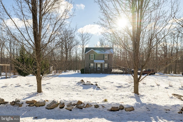 view of yard covered in snow