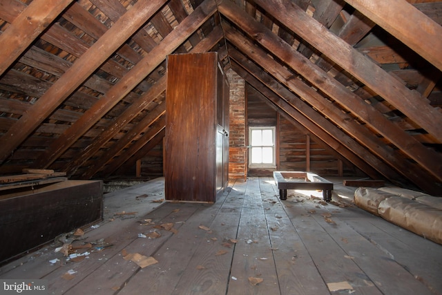 view of unfinished attic