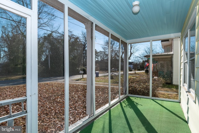 view of unfurnished sunroom