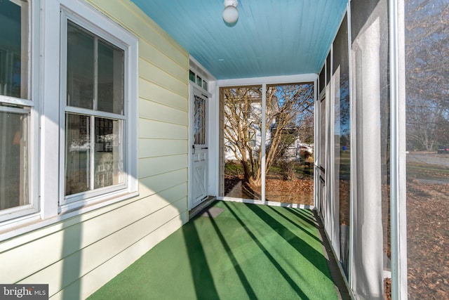 view of unfurnished sunroom