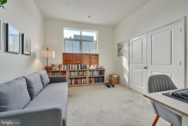 office space with carpet flooring