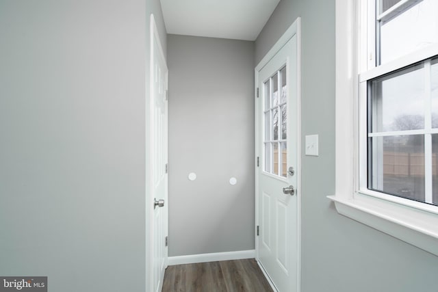 entryway with hardwood / wood-style floors