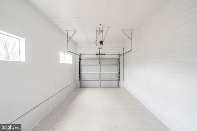 garage with a garage door opener