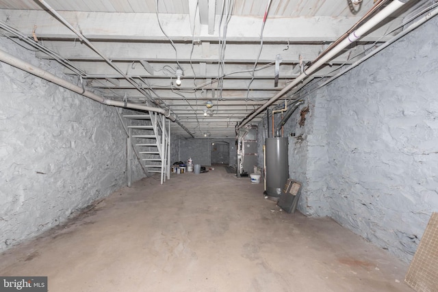 basement with water heater