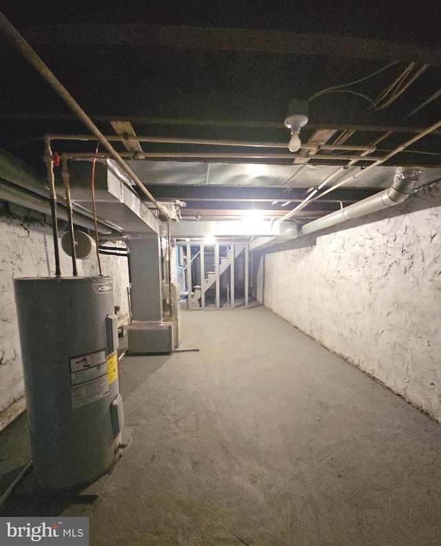 basement with water heater