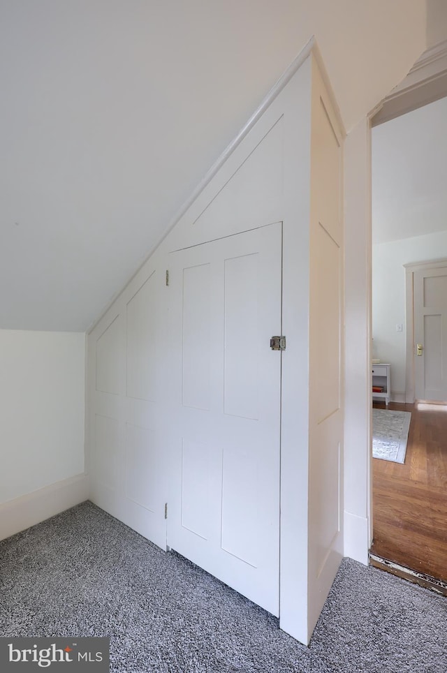 bonus room with carpet floors and lofted ceiling