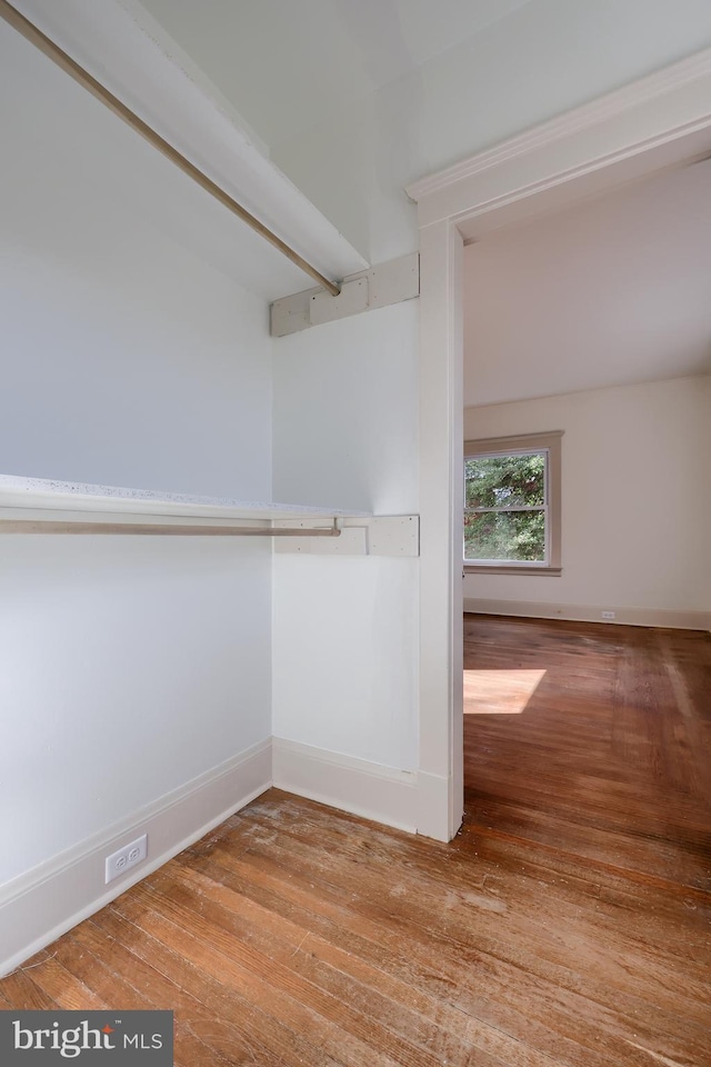 spacious closet with light hardwood / wood-style flooring