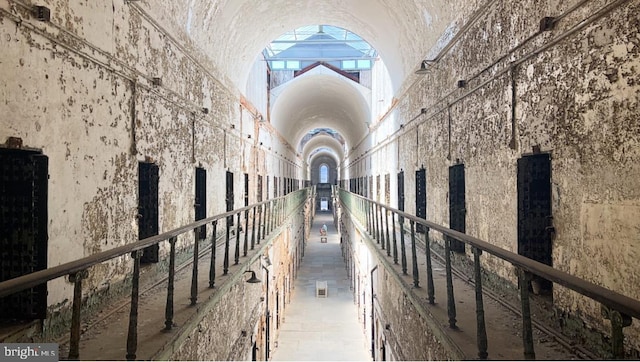 hallway with a high ceiling