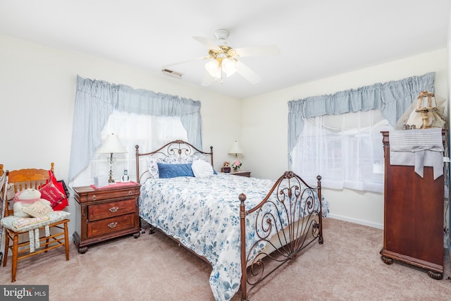 633 E Main St, Fruitland, MD 21826 - bedroom featuring carpet, visible vents, and ceiling fan