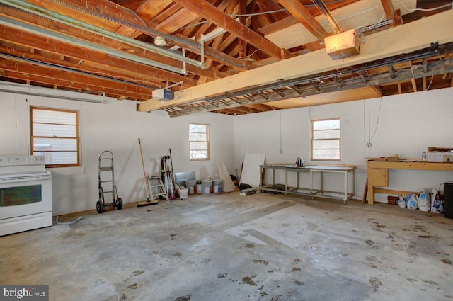 garage with a garage door opener