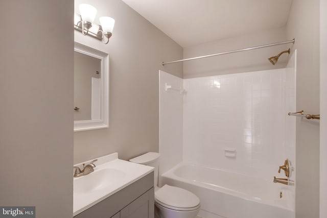 full bathroom with vanity, toilet, and shower / bath combination