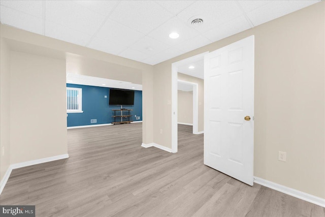 unfurnished living room with light wood-type flooring