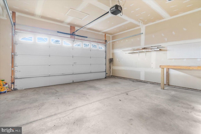 garage with a garage door opener