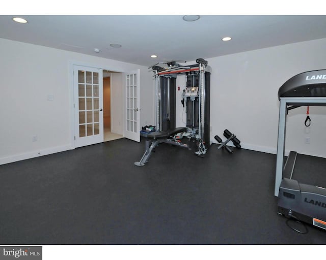 workout area with french doors