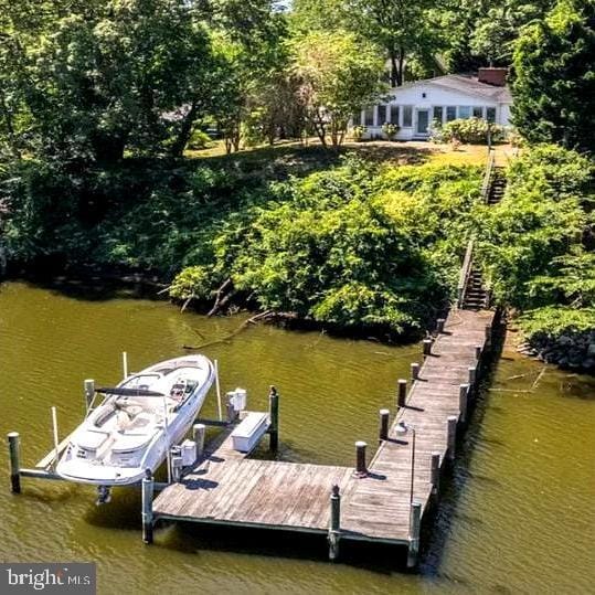 dock area featuring a water view