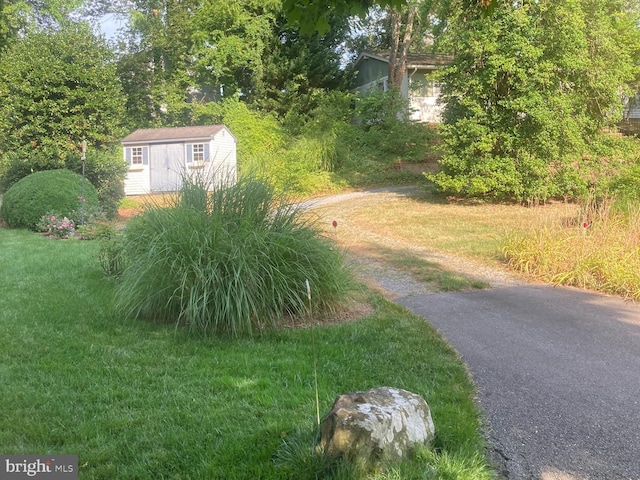 exterior space featuring a storage unit