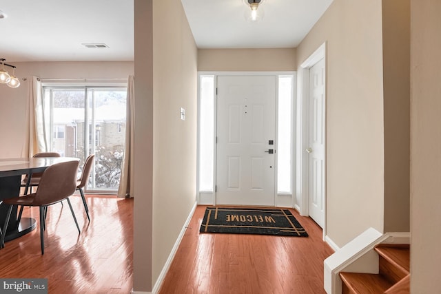 entryway featuring hardwood / wood-style floors and plenty of natural light