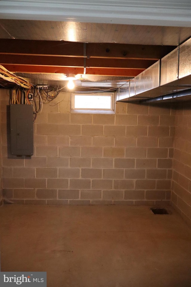 basement with electric panel