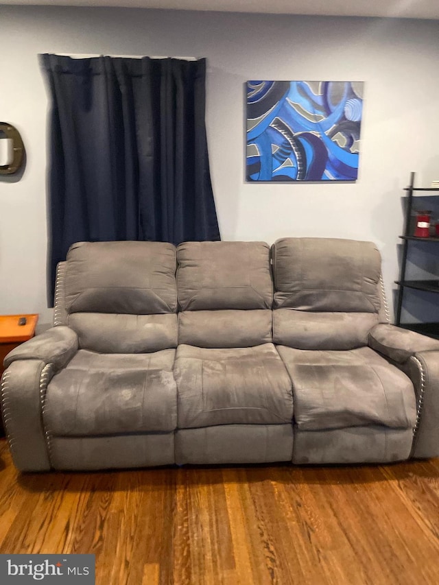 living room with hardwood / wood-style flooring