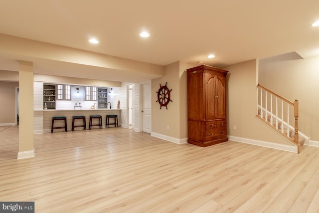 unfurnished living room with light hardwood / wood-style floors