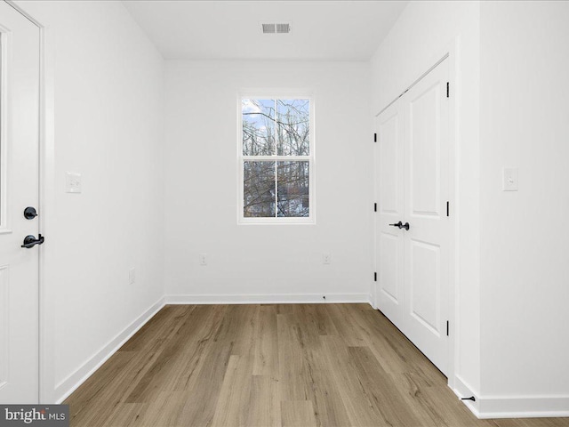 interior space with light hardwood / wood-style floors