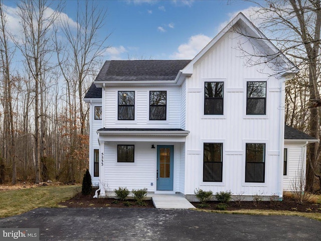 view of modern inspired farmhouse