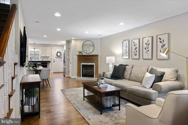 living room with wood-type flooring