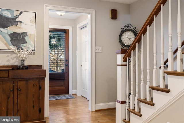 entryway with light wood-type flooring