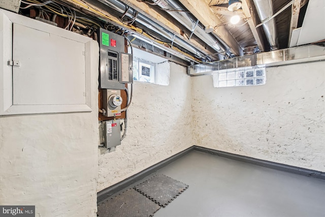 basement with electric panel