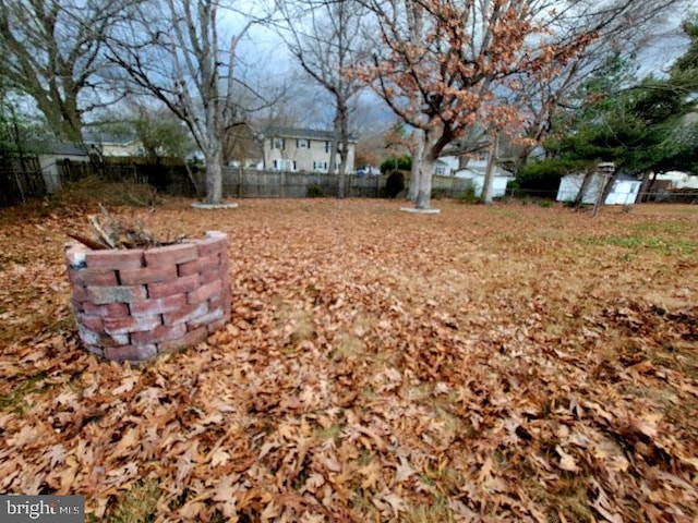 view of yard featuring a storage shed