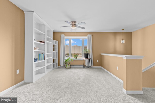 1025 Harmony Hl, Lebanon, PA 17046 - sitting room with an upstairs landing, baseboards, carpet, and ceiling fan