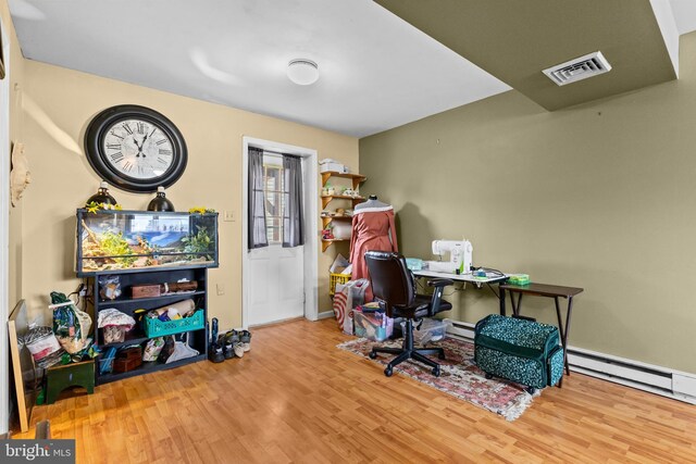 1025 Harmony Hl, Lebanon, PA 17046 - office area with visible vents, wood finished floors, and a baseboard radiator