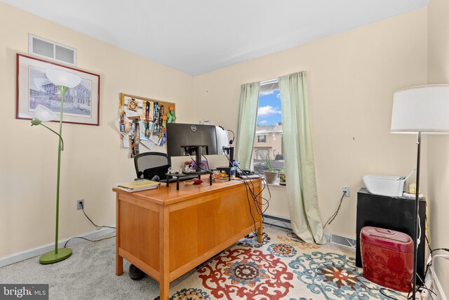 1025 Harmony Hl, Lebanon, PA 17046 - office area with visible vents, baseboards, and light colored carpet