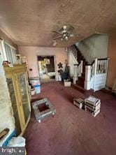 living room with carpet flooring