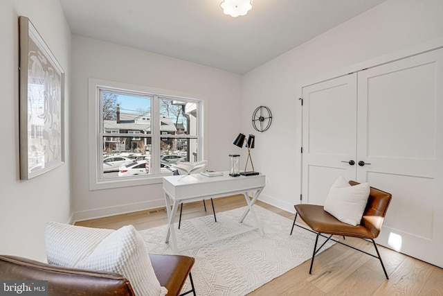 office featuring light hardwood / wood-style floors