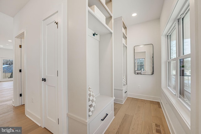 mudroom featuring light wood-type flooring