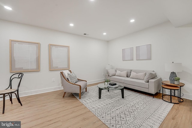 living room featuring light hardwood / wood-style flooring