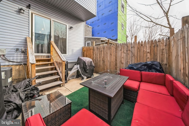 view of patio / terrace featuring outdoor lounge area and grilling area