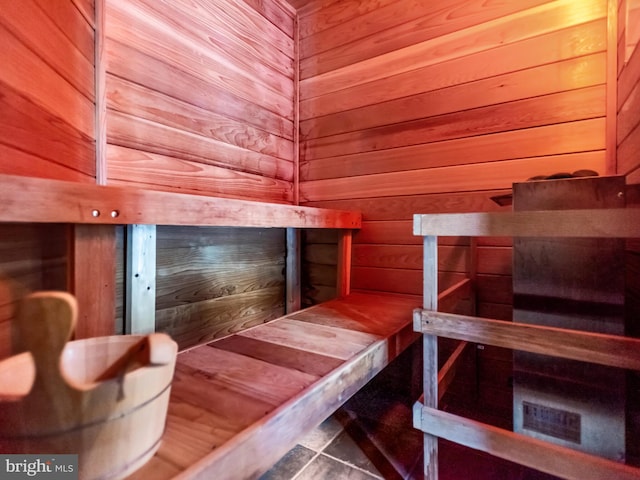 view of sauna featuring tile patterned flooring