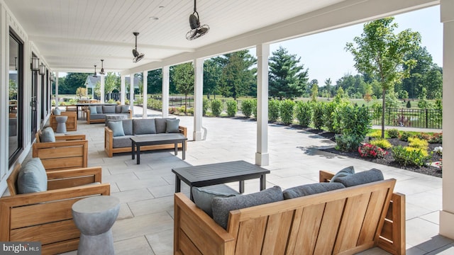 view of patio with an outdoor hangout area