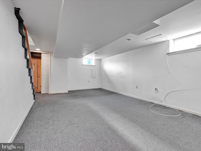 basement with carpet