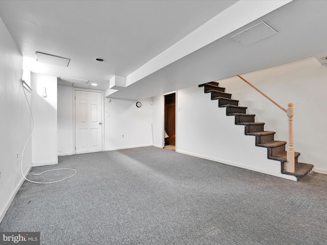 basement with carpet floors