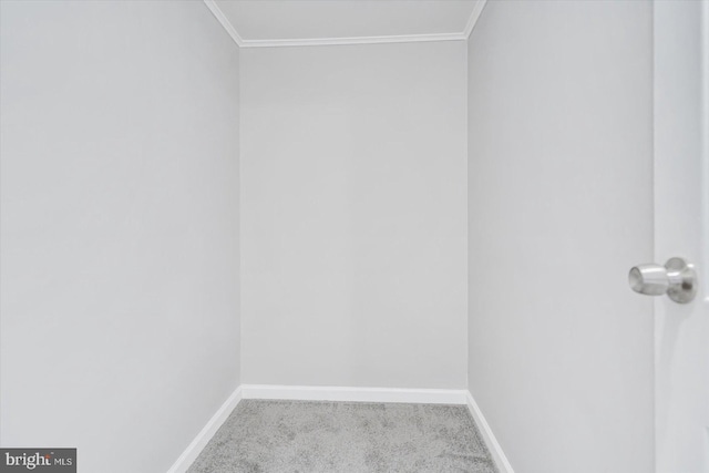 unfurnished room with crown molding and light carpet