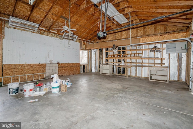 garage with a garage door opener