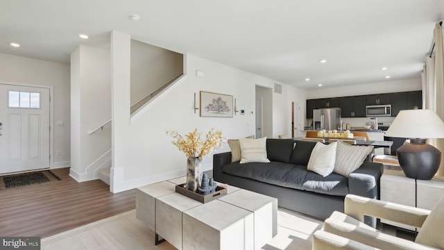 living room featuring light hardwood / wood-style flooring