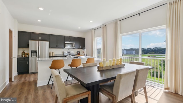 dining space featuring hardwood / wood-style floors