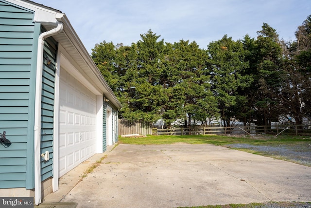 view of patio with a garage