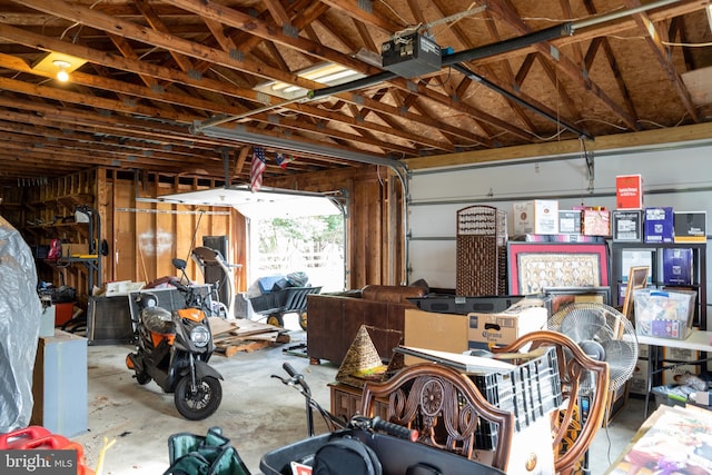 garage with a garage door opener