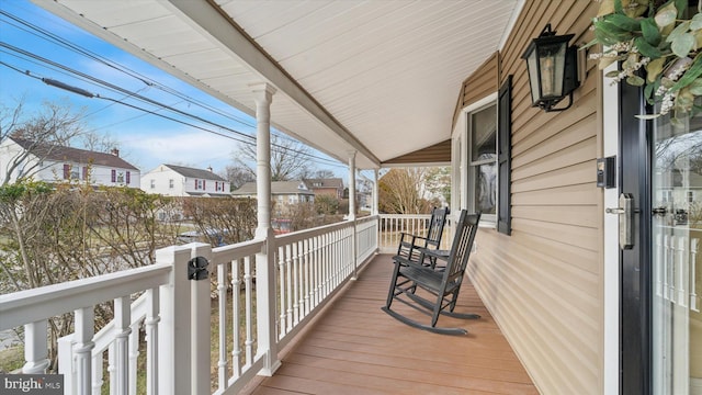 wooden terrace with covered porch